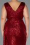 Robe De Soirée Grande Taille Squameuse Longue Rouge ABU3194