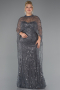 Robe De Mariée Grande Taille Longue Perlé Anthracite ABU5328
