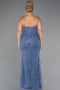Robe De Mariée Grande Taille Longue Perlé Bleu ABU5328