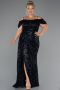 Robe De Soirée Grande Taille Longue Bleu Marine ABU5232