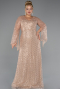 Robe De Soirée Grande Taille Longue Perlé Or ABU5243