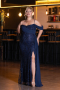 Robe Grande Taille Longue Perlé Bleu Marine ABU5319
