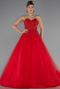 Robe de Fiançailles Design Personnalisé Longue Rouge ABU5341