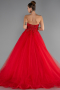 Robe de Fiançailles Design Personnalisé Longue Rouge ABU5341