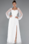 Robe de Soirée Longue Dantelle Blanc ABU5334