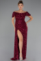 Robe de Soirée Longue Squameuse Fushia ABU5594