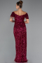 Robe de Soirée Longue Squameuse Fushia ABU5594