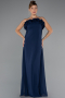 Robe de Soirée Longue Mousseline Bleu Marine ABU5351