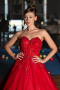 Robe de Fiançailles Design Personnalisé Longue Rouge ABU5341