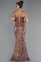 Robe de Soirée Longue Perlé Cuivre ABU5345