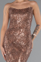 Robe de Soirée Longue Perlé Cuivre ABU5345
