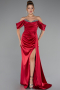 Robe De Soirée Satin Longue Rouge Bordeaux ABU2661