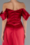 Robe De Soirée Satin Longue Rouge Bordeaux ABU2661