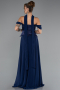 Robe De Soirée Mousseline Longue Bleu Marine ABU5327