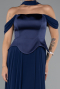Robe De Soirée Mousseline Longue Bleu Marine ABU5327