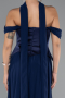 Robe De Soirée Mousseline Longue Bleu Marine ABU5327