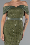 Robe De Soirée Midi Perlé Kaki ABK2453