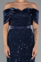 Robe De Soirée Midi Perlé Bleu Marine ABK2453