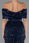Robe De Soirée Midi Perlé Bleu Marine ABK2453