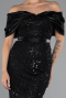 Robe De Soirée Midi Perlé Noir ABK2453