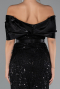 Robe De Soirée Midi Perlé Noir ABK2453