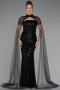 Robe de Soirée Longue Perlé Noir ABU5363