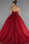 Robe de Fiançailles Design Personnalisé Longue Dantelle Rouge ABU5375