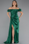 Robe de Fiançaille Longue Satin Émeraude ABU1606