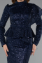 Robe De Soirée Voilée Longue Bleu Marine ABK2346