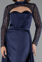 Robe de Soirée Longue Satin Bleu Marine ABU4765