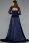 Robe de Soirée Longue Satin Bleu Marine ABU4765