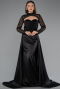 Robe de Soirée Longue Satin Noir ABU4765