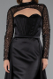 Robe de Soirée Longue Satin Noir ABU4765