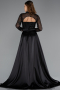 Robe de Soirée Longue Satin Noir ABU4765