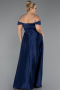 Robe Grande Taille Longue Satin Bleu Marine ABU5346