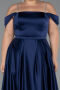 Robe Grande Taille Longue Satin Bleu Marine ABU5346