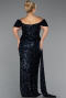 Robe De Soirée Grande Taille Squameuse Longue Bleu Marine ABU4863