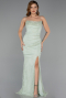 Robe de Soirée Longue Dantelle Menthe ABU5407