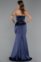 Robe de Soirée Longue Satin Bleu Marine ABU5417
