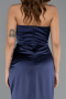 Robe de Soirée Longue Satin Bleu Marine ABU5417