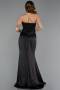 Robe de Soirée Longue Satin Noir ABU5417