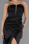 Robe de Soirée Longue Satin Noir ABU5417