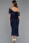 Robe De Soirée Midi Perlé Bleu Marine ABK2461