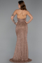 Robe de Soirée Longue Perlé Cuivre ABU5403