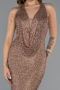 Robe de Soirée Longue Perlé Cuivre ABU5403