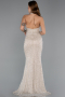 Robe de Soirée Longue Perlé Beige ABU5403