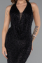 Robe de Soirée Longue Perlé Noir ABU5403