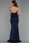 Robe de Soirée Longue Perlé Bleu Marine ABU5403