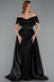 Robe Grande Taille Longue Perlé Noir ABU5742