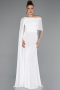 Robe de Soirée Longue Mousseline Blanc ABU5418